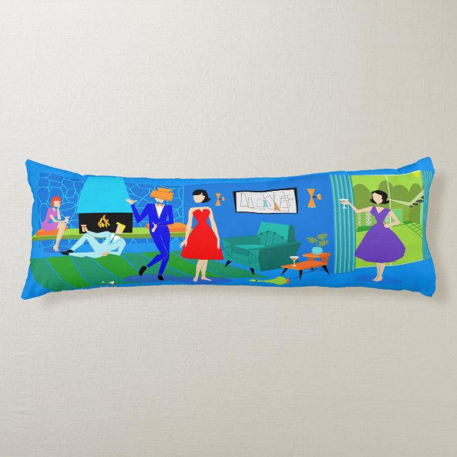 Atomic Palm Springs Cocktail Party Body Pillow (Front)