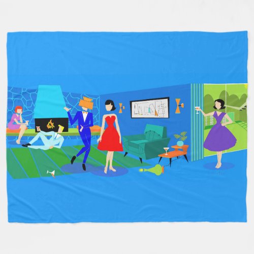 Atomic Palm Springs Cocktail Party fleece blanket