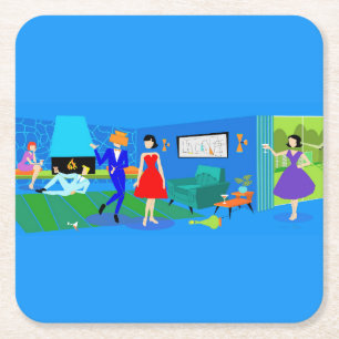 Atomic Palm Springs Cocktail Party Paper Coaster