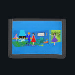 Atomic Palm Springs Cocktail Party Trifold Wallet<br><div class="desc">This Atomic Palm Springs Cocktail Party Trifold Wallet is kitschy sophistication at its most fabulous! The 1960s style, minimalist art design features a mid-century modern stone fireplace in a shade of blue that coordinates perfectly with the bright cobalt of the rest of the living room. You can see a spectacular...</div>