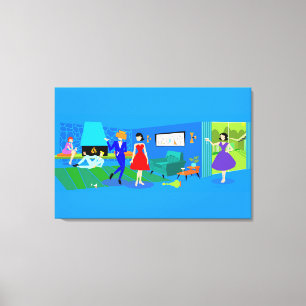 Atomic Palm Springs Cocktail Party Wrapped Canvas Print