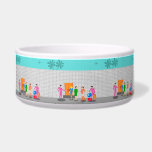 Atomic Palm Springs Stewardess Ceramic Pet Bowl<br><div class="desc">You are invited to the social event of the year with this Atomic Palm Springs Stewardess Party ceramic pet bowl design. Join these three vintage flight attendants from rivaling airlines as they check into their kitschy 1960s breezy block hotel. One of the fabulously hunky bellhops in a retro hot pink...</div>