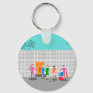 Atomic Palm Springs Stewardess Party Keychain