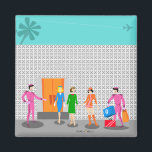 Atomic Palm Springs Stewardess Party Magnet<br><div class="desc">You are invited to the social event of the year with this Atomic Palm Springs Stewardess Party magnet design. Join these three vintage flight attendants from rivaling airlines as they check into their kitschy 1960s breezy block hotel. One of the fabulously hunky bellhops in a retro hot pink uniform holds...</div>