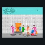 Atomic Palm Springs Stewardess Party Poster<br><div class="desc">You are invited to the social event of the year with this Atomic Palm Springs Stewardess Party poster design. Join these three vintage flight attendants from rivaling airlines as they check into their kitschy 1960s breezy block hotel. One of the fabulously hunky bellhops in a retro hot pink uniform holds...</div>