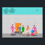 Atomic Palm Springs Stewardess Party Poster<br><div class="desc">You are invited to the social event of the year with this Atomic Palm Springs Stewardess Party poster design. Join these three vintage flight attendants from rivaling airlines as they check into their kitschy 1960s breezy block hotel. One of the fabulously hunky bellhops in a retro hot pink uniform holds...</div>