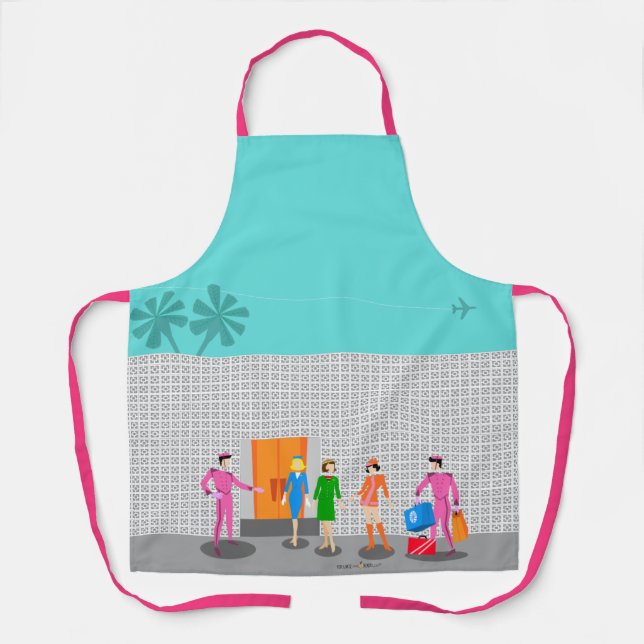 Atomic Palm Springs Stewardess Party Print Apron (Front)