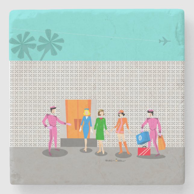 Atomic Palm Springs Stewardess Party Stone Coaster (Front)