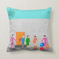 Atomic Palm Springs Stewardess Party Throw Pillow