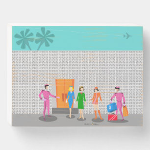 Atomic Palm Springs Stewardess Party Wood Box Sign