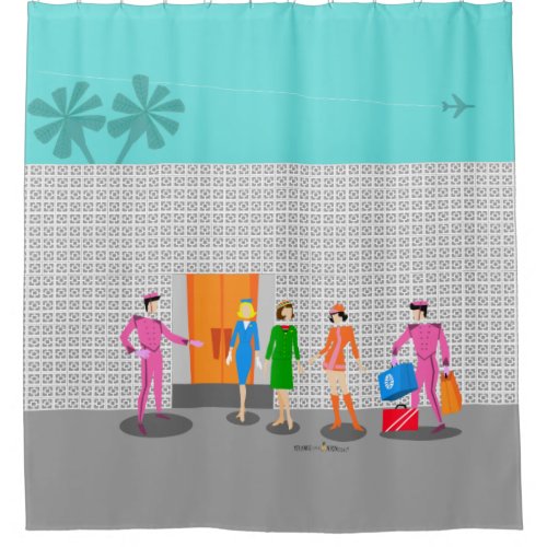 Atomic Palm Springs Stewardess Shower Curtain