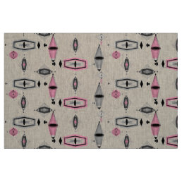 Atomic Pink and Grey Pattern Poplin Fabric