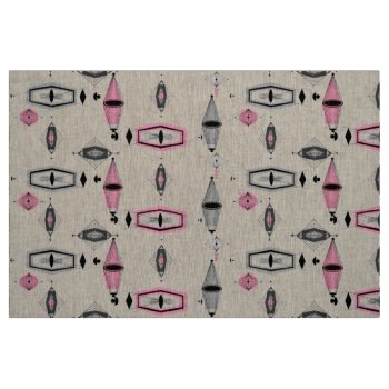 Atomic Pink And Grey Pattern Poplin Fabric by StrangeLittleOnion at Zazzle