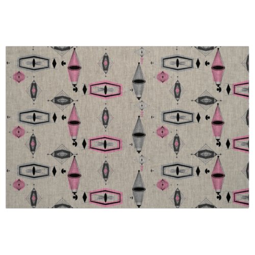 Atomic Pink and Grey Pattern Poplin Fabric
