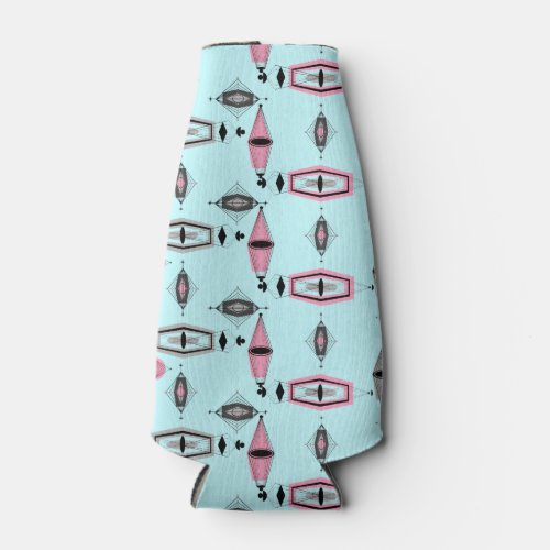 Atomic Pink  Grey Pattern Bottle Cooler