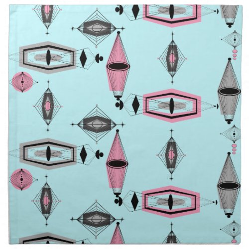 Atomic Pink  Grey Pattern Cloth Napkins