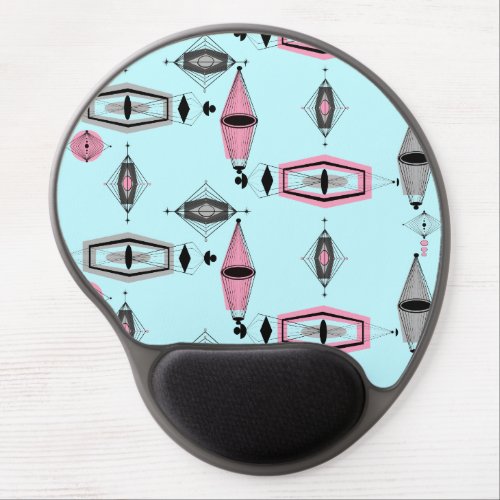 Atomic Pink  Grey Pattern Gel Mousepad