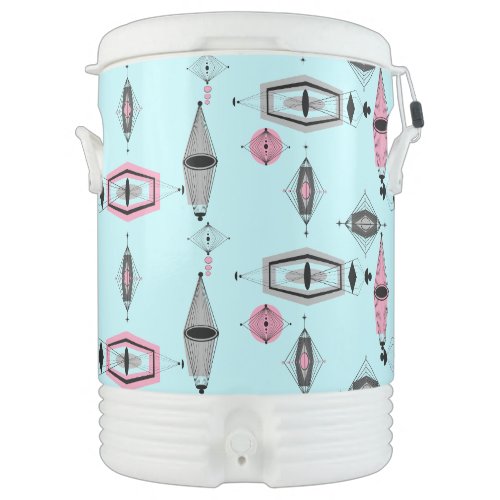 Atomic Pink  Grey Pattern Igloo Beverage Cooler