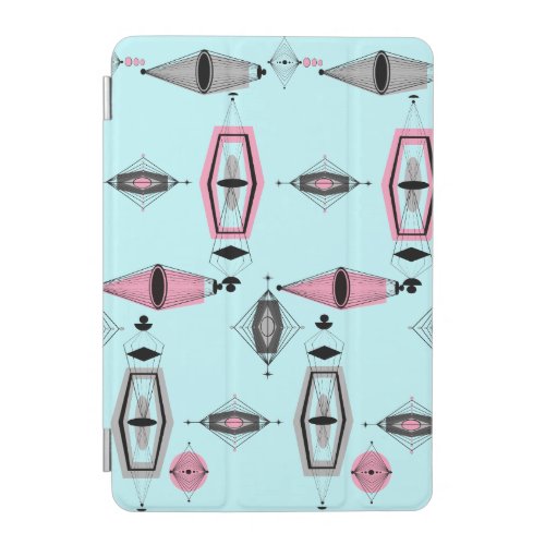 Atomic Pink  Grey Pattern iPad Mini Cover