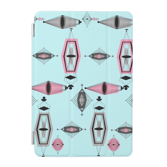 Atomic Pink & Grey Pattern iPad Mini Cover (Front)