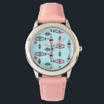 Atomic Pink & Grey Pattern Kid's Watch<br><div class="desc">This retro Atomic Pink and Grey Pattern Kid's Watch is so awesome it will have you saying, “I can’t believe it’s not barkcloth!” The vintage inspired design is a new take on mid century modern styles. It offers all of the fun of finding a vintage product without having to schlep...</div>
