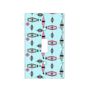 Atomic Pink & Grey Pattern Light Switch Cover