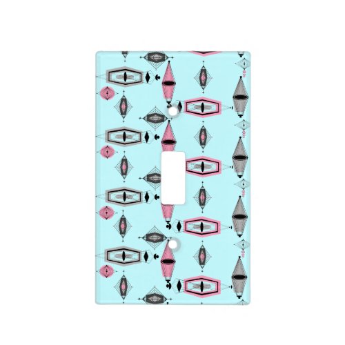 Atomic Pink  Grey Pattern Light Switch Cover