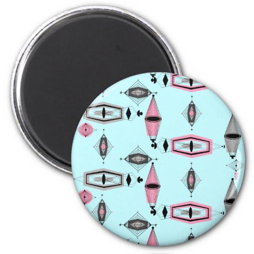 Atomic Pink  Grey Pattern Magnet