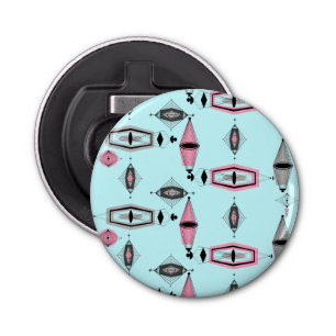Atomic Pink & Grey Pattern Magnetic Bottle Opener