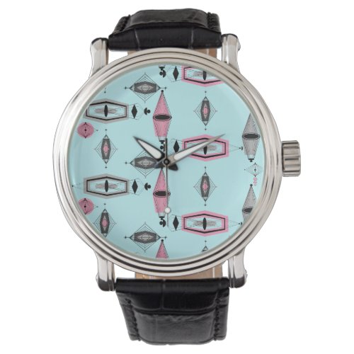 Atomic Pink  Grey Pattern Mens Watch