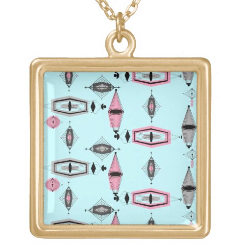 Atomic Pink  Grey Pattern Necklace