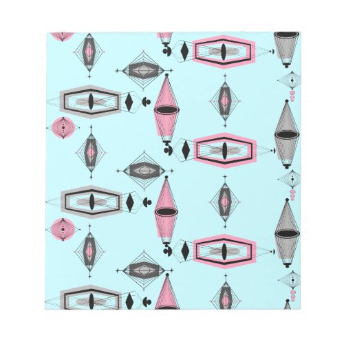 Atomic Pink  Grey Pattern Notepad