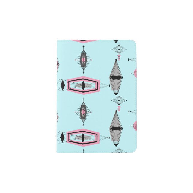 Atomic Pink & Grey Pattern Passport Holder (Front)