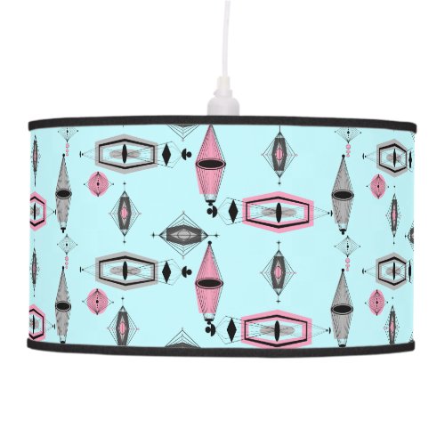 Atomic Pink  Grey Pattern Pendant Lamp