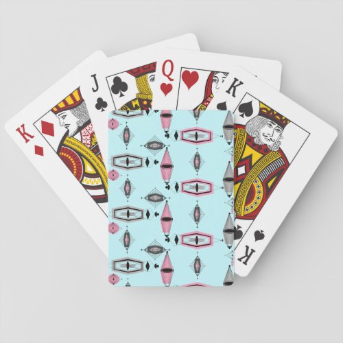 Atomic Pink  Grey Pattern Playing Cards