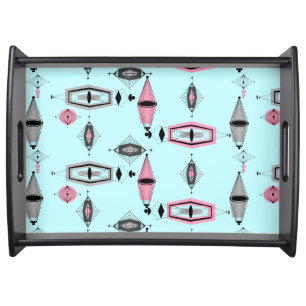 Atomic Pink & Grey Pattern Serving Try Tray