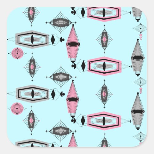 Atomic Pink  Grey Pattern Stickers