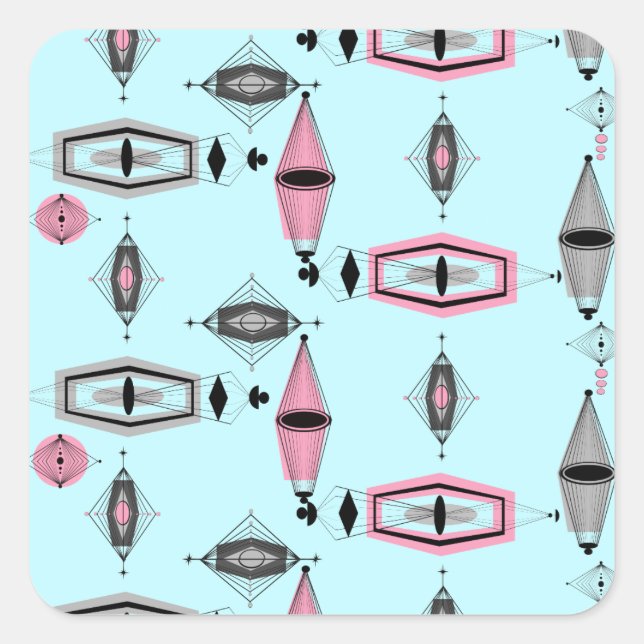 Atomic Pink & Grey Pattern Stickers (Front)