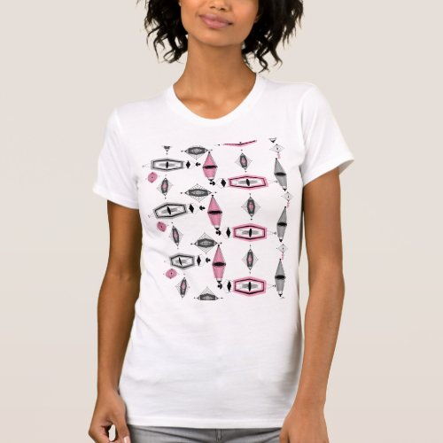 Atomic Pink  Grey Pattern T_Shirt