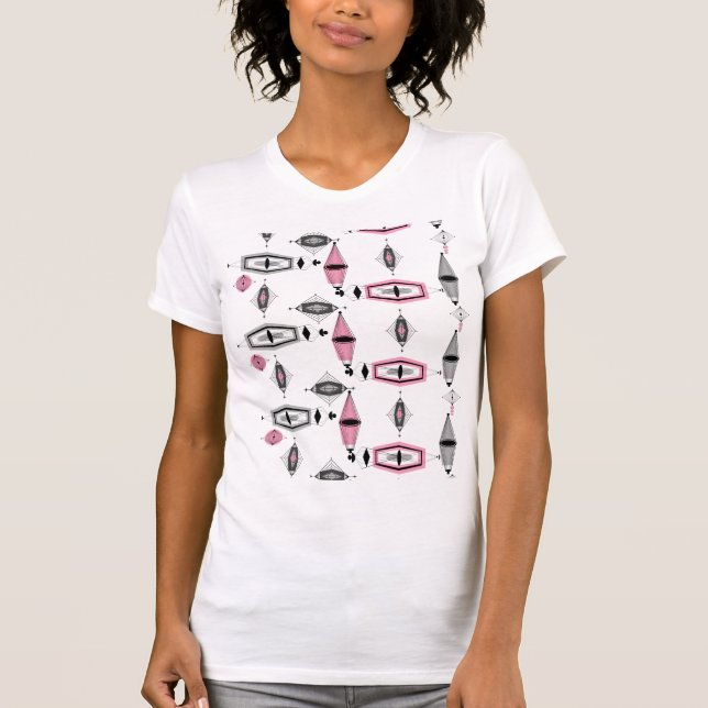 Atomic Pink & Grey Pattern T-Shirt (Front)