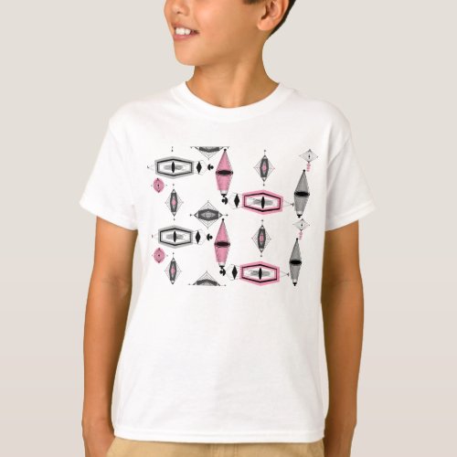 Atomic Pink  Grey Pattern T_Shirt