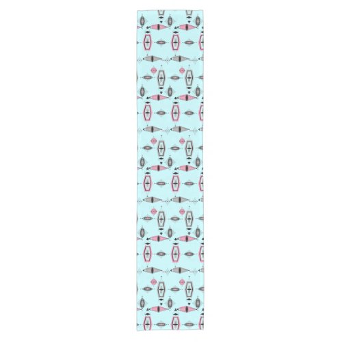 Atomic Pink  Grey Pattern Table Runner