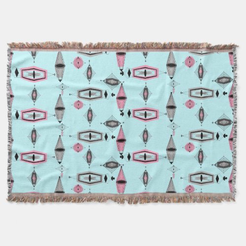 Atomic Pink  Grey Pattern Throw Blanket