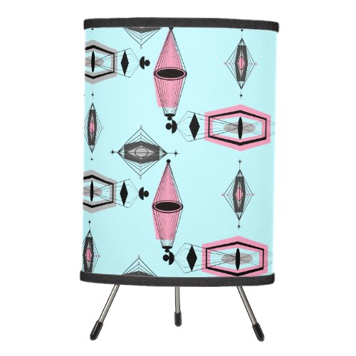 Atomic Pink  Grey Pattern Tripod Lamp