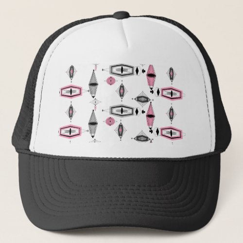 Atomic Pink  Grey Pattern Trucker Hat