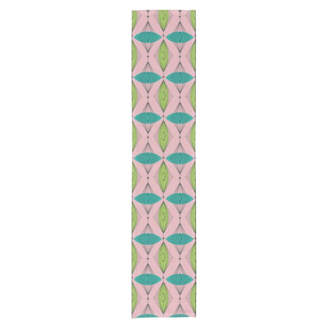 Atomic Pink Ogee and Starbursts Table Runner (Front)