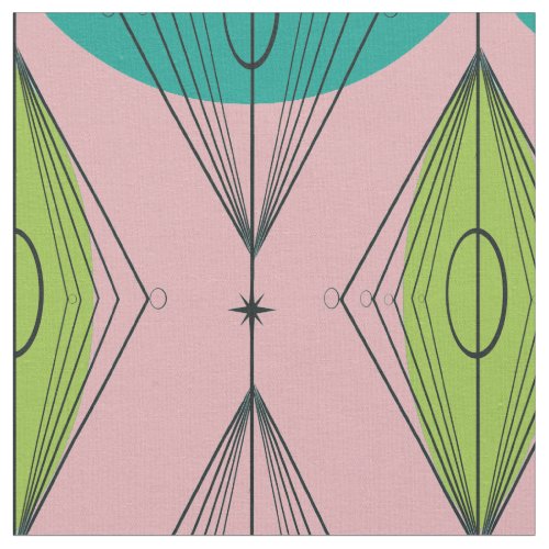 Atomic Pink Ogee  Starburst Cotton Fabric