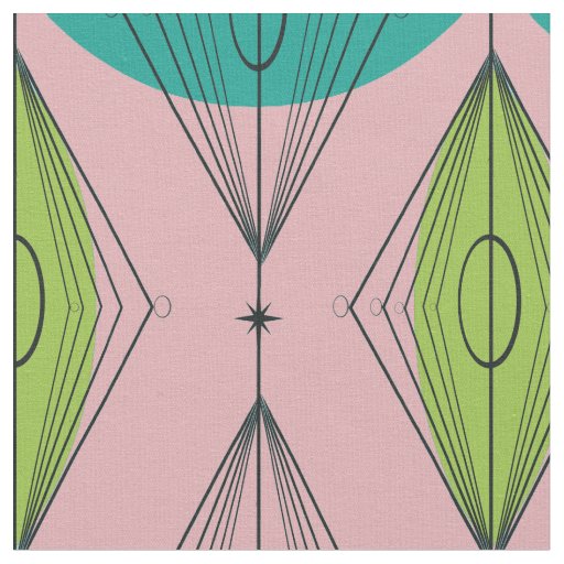 Atomic Pink Ogee & Starburst Cotton Fabric