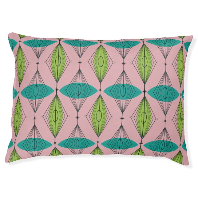 Atomic Pink Ogee & Starburst Dog Bed (Front)