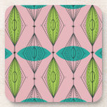 Atomic Pink Ogee & Starburst Hard Plastic Coaster<br><div class="desc">Oh, gee! It’s Atomic Pink Ogee and Starbursts Hard Plastic Coasters! It’s a modern take on a classic pattern (a mid century modern take, to be exact). This design features a pink background with teal and green oval shapes overlaying black, vertical lines of atomic diamonds and starbursts. This mod product...</div>
